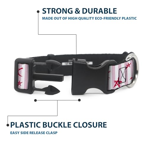 Collier plastique clip étoiles Buckle Down抗拉扯大中型犬15–66cm颈圈