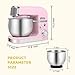 Kitchen in the box Stand Mixer,3.2Qt Small Electric Food Mixer,6 Speeds Portable Lightweight Kitchen Mixer for Daily Use with Egg Whisk,Dough Hook,Flat Beater (Pink)