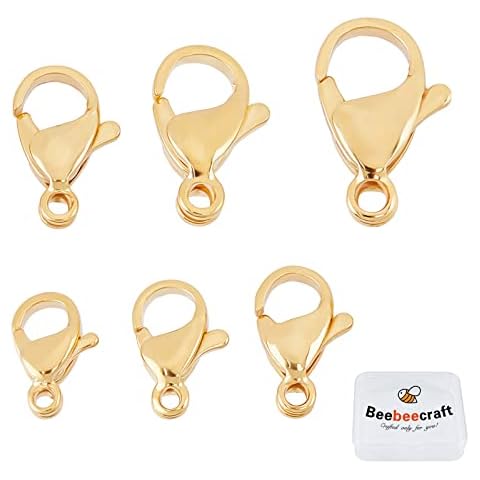 Beebeecraft 1 Box 60 Stück 6 Stil 24 K vergoldet Karabinerverschlüsse Schmuckverschlüsse Verbinder Cover