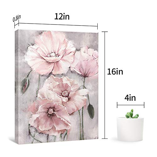 Lamplig Pink Wall Art Flowers Canvas Prints Floral Pictures Gray Modern Romantic Artwork Blush Bloom Painting Stretched Framed For Bathroom Living Dining Room Bedroom Home Wall Decor 12 X 16, 3 Panels #TOP4