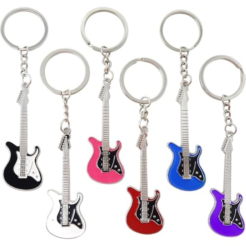 COYUN Lot de 6 porte-clés pour instruments de musique, porte-clés pour fête, thème musical, décoration pour cadeau, ukulélé guitare électrique violon...