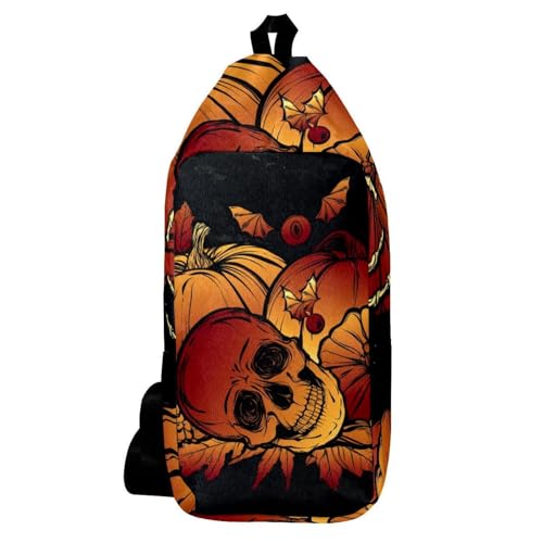 Sac à dos à bandoulière Halloween aux motifs citrouille et feuille