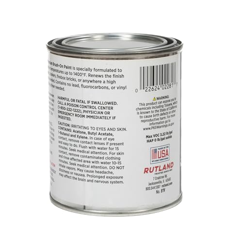 Rutland - 81V Premium 1400 Degree F Hi-Temp Brush-On Paint, 16 fl oz, Black