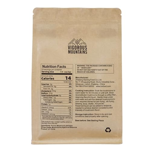 Vigorous Mountains Dried Mixed Mushrooms Blend For Cooking - Porcini Shiitake Oyster & Champignon thumb #5