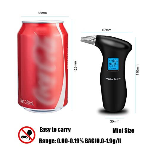 Portable Breathalyzer to Test Alcohol, Professional Digital Alcohol Tester with 12 Mouthpieces, Blue LCD Screen, Quick Response, Auto Power Off