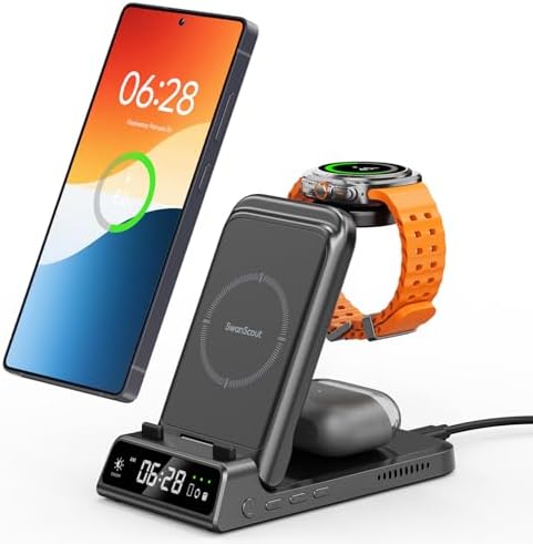SwanScout 703S 3-in-1 Wireless Charging Station for Samsung S26 Ultra