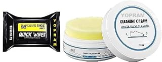 YOPRAM White Shoe Cleaning Cream & Sneaker Wipes (1pc Cream, 80pc Wipes) Instant Shoe Cleaner, Compatible with Leather, Suede, Nylon, Vinyl, Nubuck