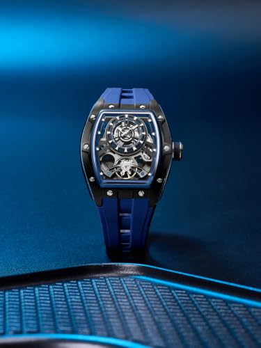 Image of French Connection Limited Edition | Stealth Series | Skeleton Dial | Stainless Steel Case | Premium Silicone Strap | Automatic Watch for Men - FCA48