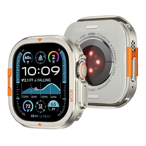 Svapo Carcasa de metal para Apple Watch Ultra 2 49 mm Serie 10 46 mm Funda protectora de aluminio Marco de parachoques para IWatch Serie 10 9 8 7 6 5 4 SE, Series 10 46mm, ágata