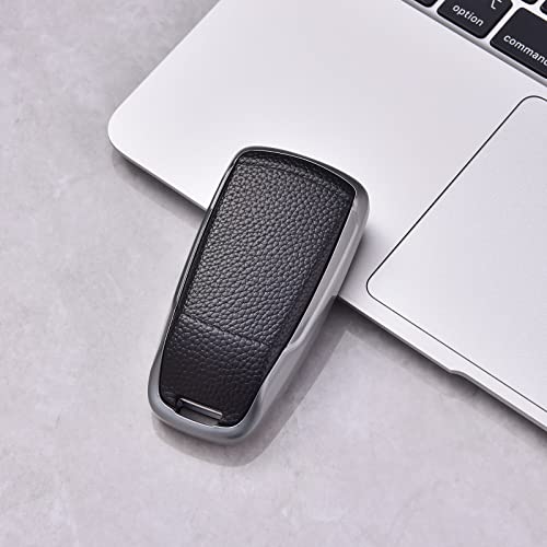 Image of ELOHEI for Audi Key Fob Cover, Premium Soft TPU 360 Degree Full Protection Key Case Accessories Compatible with Audi A4 Q7 Q5 TT A3 A6 SQ5 R8 S5 Smart Key(Leather Silver)