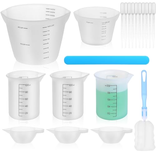 7 Pcs Silicone Measuring Cups for Epoxy Resin Mixing Cups, 1