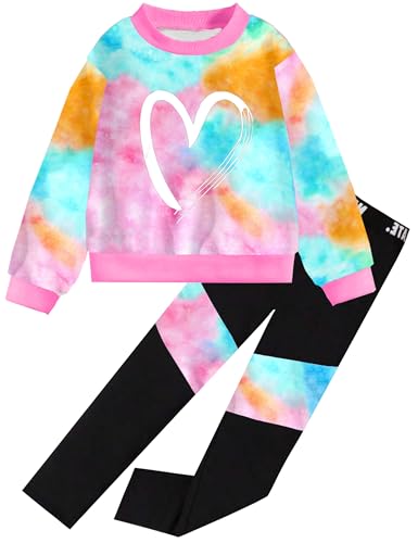 Image of Girls 2 Piece Outfits Kids Clothes Sets Sweatsuit Tracksuit Jogger Print Long Sleeve Sweatshirts Sweatpants 4-13Y