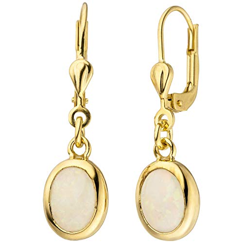 Jobo Damen-Ohrringe hängend aus 14 Karat 585 Gold mit Opal