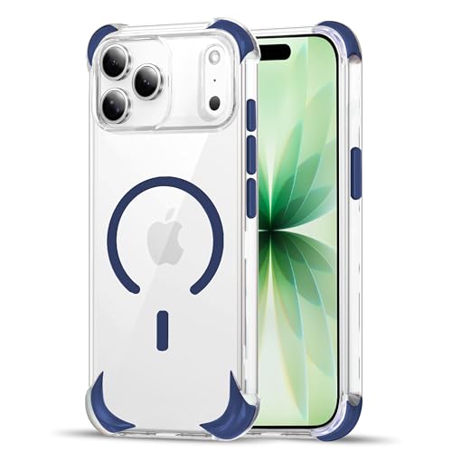 V-TAN Ultra-Hybrid Crystal Clear Cover Case for Apple iPhone 17 pro Max | TPU | Transparent Back Cover | Wireless Charging | Slim Fit Shockproof Design | Camera Protection Bump (Blue)