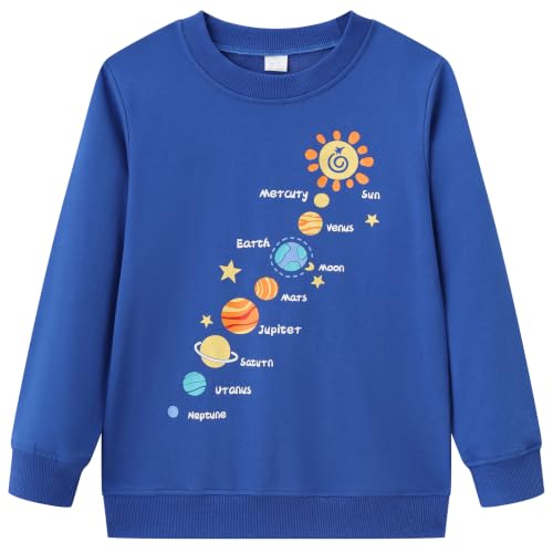 Image of Boys' Solar System Jumper Space Sweatshirts Cotton Pullover Tops 8-9 Years