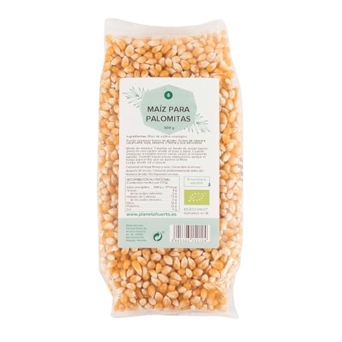 PLANETA HUERTO | Maíz para Palomitas ECO - Bolsa de 500 g de Maíz Ecológico Ideal para Preparar Palomitas Caseras