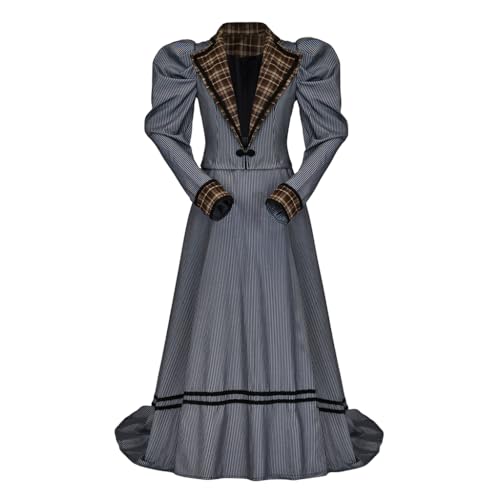 Victorian Edwardian 1890s 1900s Dress Vintage Striped Jacket Skirt Gothic