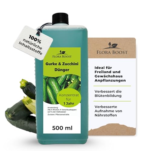 Gurken und Zucchini Dünger Naturdünger - Bessere Ernte und länger lagerfähige Ernte - Düngen wie die Profis - Reicht für bis zu 100 Liter Gießwasser (500ml)