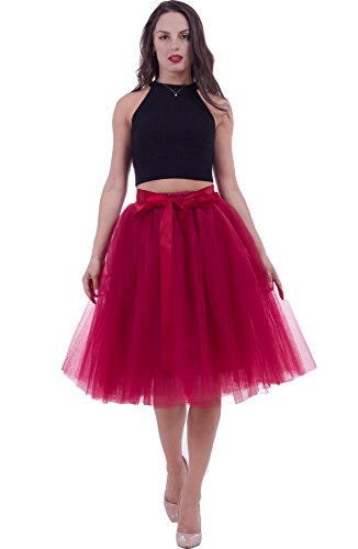 FOLOBE Falda de tutú de Las Mujeres Midi Tulle Faldas 7 Capas...