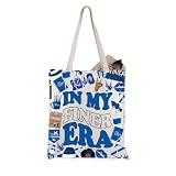 WCGXKO Sorority Gift In My Finer Era Royal Blue & White Finer Sisterhood Sorority Life Canvas Tote Bag (FinerEra)