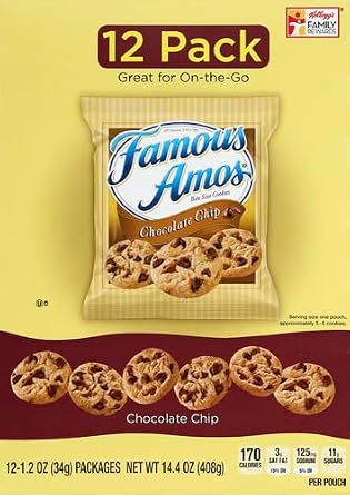 Famous Amos Cookies, Bite Size Chocolate Chip, 1.2 Oz, Pack of 12