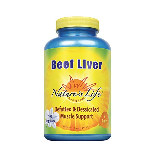 Nature's Life Desiccated Beef Liver 1500mg | from Defatted Argentine Cattle | Naturally Occurring Iron Supplement | 100 Capsules Nature's Life Desiccated Beef Liver 1500mg | from Defatted Argentine Cattle | Naturally Occurring Iron Supplement | 100 Capsules