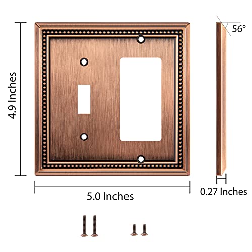 Image of Henne Bery Sunken Pearls Heavy Duty Decorative Wall Plate Switch Plate Outlet Cover (Toggle /Decorator, Antique Copper)