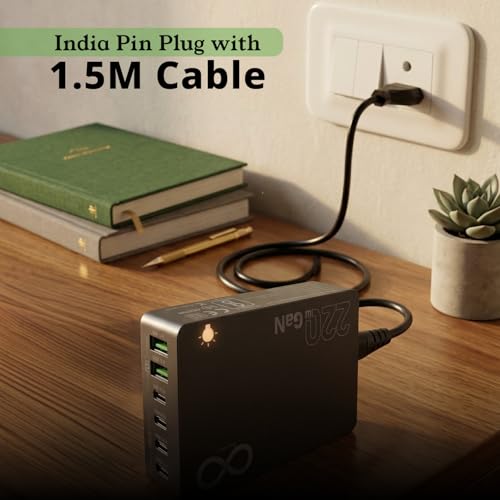 Image of 220W GaN Multiport with 1.5M Cable 7 Pd & USB Ports for Laptop Charging Compatibility