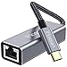 Produktbild iNassen USB C Ethernet Adapter, USB Typ C auf RJ45 Gigabit Ethernet LAN Netzwerkadapterkabel Thunderbolt 3 kompatibel für MacBook Pro,iPad Pro,XPS 13 15,Galaxy S20 S10,Linux,Surface Book 2 Go-Silber