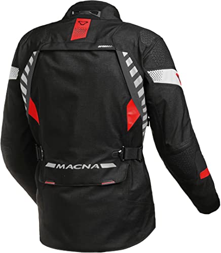 Macna Unisex Ultimax wasserdichte Damen Textiljacke Jacke, Schwarz/Rot, L