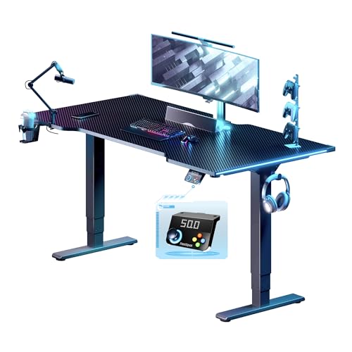 FLEXISPOT E6G CyberX 63 Inch RGB LED Electric Gaming Standing Desk, Dual Motor 3-Stage Adjustable Desk up to 352 lbs, Large Ergonomic Computer Workstation for Gamers, Streamers & Home Studios (Black)