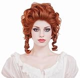 Rugelyss Short Wavy Auburn Curly Wig Orange Red Big Bouffant Beehive Wigs for Women Vintage Ginger Cosplay wig fits 70s 80s Costume or Halloween Party