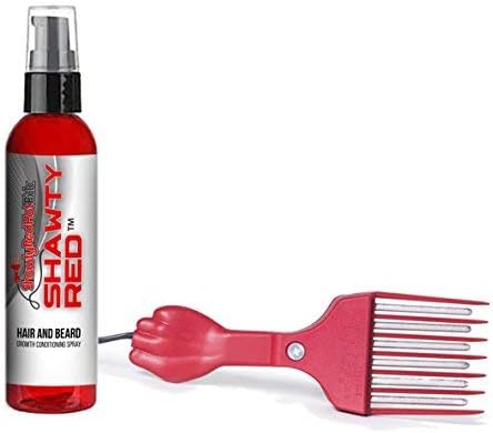Shawty Red Electric Hot Pick Beard Grooming Kit For Men Low Heat Hot Afro Comb Skin Sensitive Adjustable Temperature Heated Straightener For African American M&W With Hair Conditioner Detangler Spray