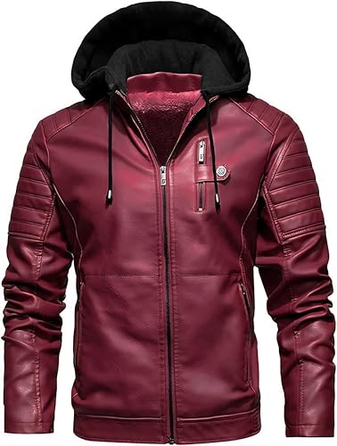 Image of Blaq Ash Men's Faux Leather Hooded Motorcycle Jacket