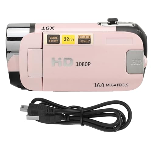 Fotocamera Digitale D90 1080P Videocamera con Schermo Rotante da e Luce di Riempimento Videoregistratore HD con Zoom 16X per Registrare la Crescita del 2.4 pollici 16 mega pixel