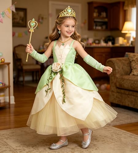 Disfraz de princesa para niñas verde talla 8-9 años miniatura 5