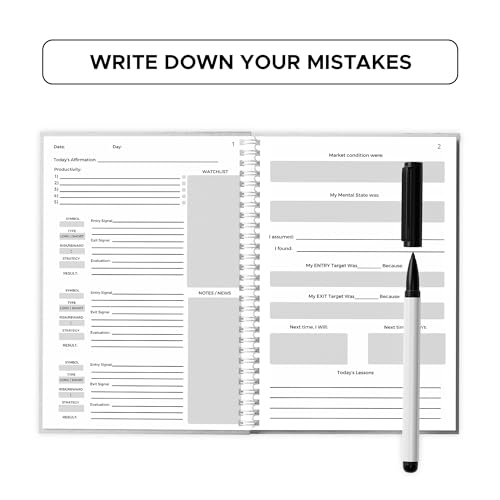 Image of Trading Mantras Stock Trading Journal Notebook -Durable Wire-O Bound, Trading Journal Book For Daily Reflection|Essential Technical Analysis&Stock Market Strategy Companion, 180 Pages