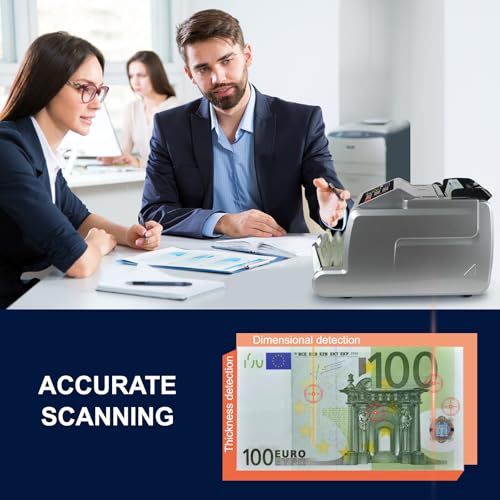 Geldzählmaschine für gemischte Stückelungen, Wertzählung, UV/MG/IR/MT-Banknotenzähler, Geldzählmaschine mit Display, EUR-Bargeldzähler für Unternehmen