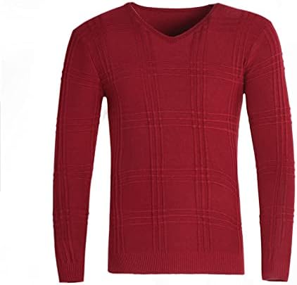 Chakulamy Sweater For Men'S,Classic Large Size Solid Color V-Neck Base Sweater Top,Slim Fit Bottoming Knitwear Sweater Pullover,Autumn Indoor Casual Ribbed Hem Sweater