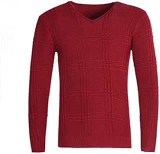 Chakulamy Sweater For Men'S,Classic Large Size Solid Color V-Neck Base Sweater Top,Slim Fit Bottoming Knitwear Sweater Pullover,Autumn Indoor Casual Ribbed Hem Sweater