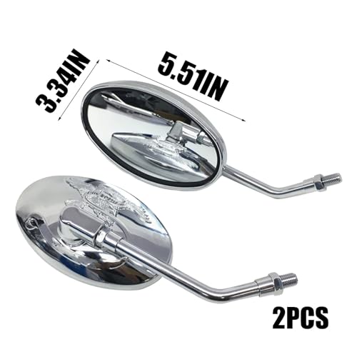 Espejos retrovisores de moto ovalados 10mm con acabado cromado premium para VT500 2