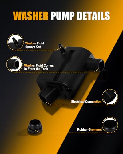 Image of ROADFAR Rear Windshield Washer Pump Fit for Kia for Spectra 2007-2009 | Fit For Kia For Forte Koup 2010-2016|For Kia For Soul 2010-2014|For Kia For Rio5 2006-2011|OEM:98510-2K000|with Grommet
