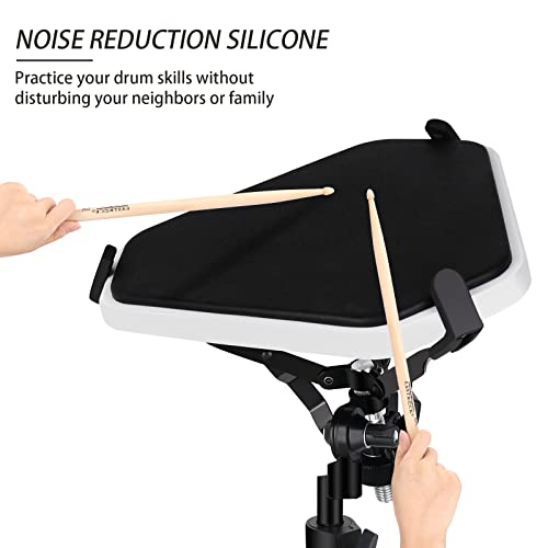 Eastrock Practice Drum Pad With Stand, 11 Inches Double Sided Slient Silicone Drum Practice Pad, Silicone Dumb Drum With Drum Stand, White+Black #TOP3