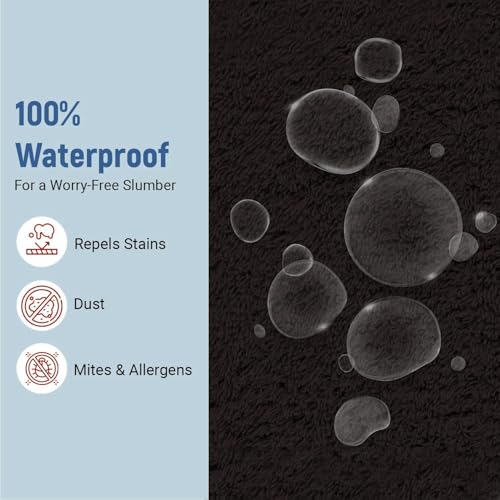 Image of La Verne 100% Waterproof Premium Cotton Feel Mattress Protector King Size 78 x 72 Inches | Breathable and Hypoallergenic Ultra Soft Fitted Bed Protector Cover (Dark Brown, King, Terry Fitted)