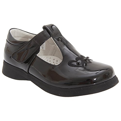 Chaussures Barre En T Filles de Haute Qualité Motif Noir Verni Premium
