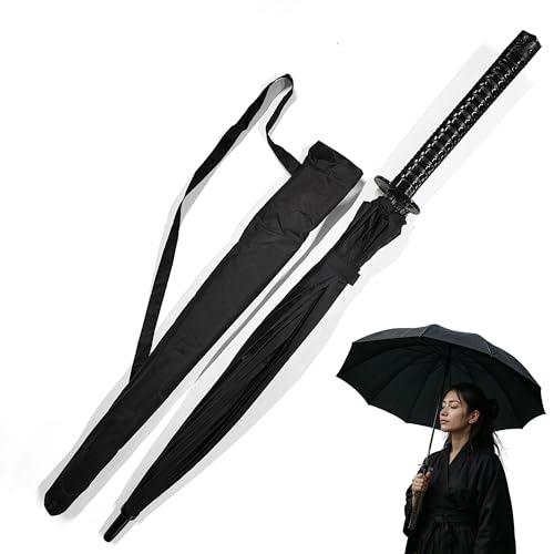 Swords and more Katana Regenschirm Samurai-Schwert-inspiriertes Design | Robuster Schirm mit langem Griff sturmfestem Stahlrahmen Samurai Schwert | Stilvolles Accessoire & Geschenkidee
