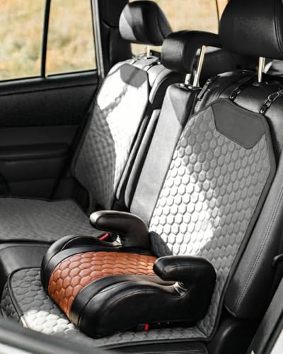 Image of Owleys Set Seat Back Organizer & Car Seat Protector Hexy Waterproof & Non-Slip Protector for Child Car Cushion for Leather and Fabric Seats (Gray)