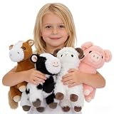 MaoGoLan 4 Pack Easter Stuffies Farm Animals Bulk Party Favors for Kids Plush Cow & Sheep & Pig & Horse Toy Gifts Basket Stuffers for Girls