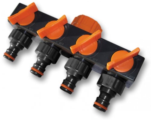 Preisvergleich Produktbild Bradas ECO-PWB3033 4-Fach Verteiler für Wasseranschluss, Schwarz, 10x5x5 cm