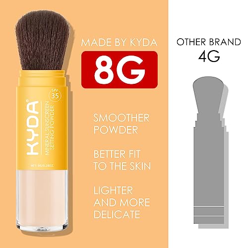 Kyda Mineral Sunscreen Setting Powder, Spf 35, Translucent, Mineral Brush Powder, Oil Control Natural Matte Finish, Lasting Lightweight Breathable, All Skin, By Ownest Beauty #TOP3